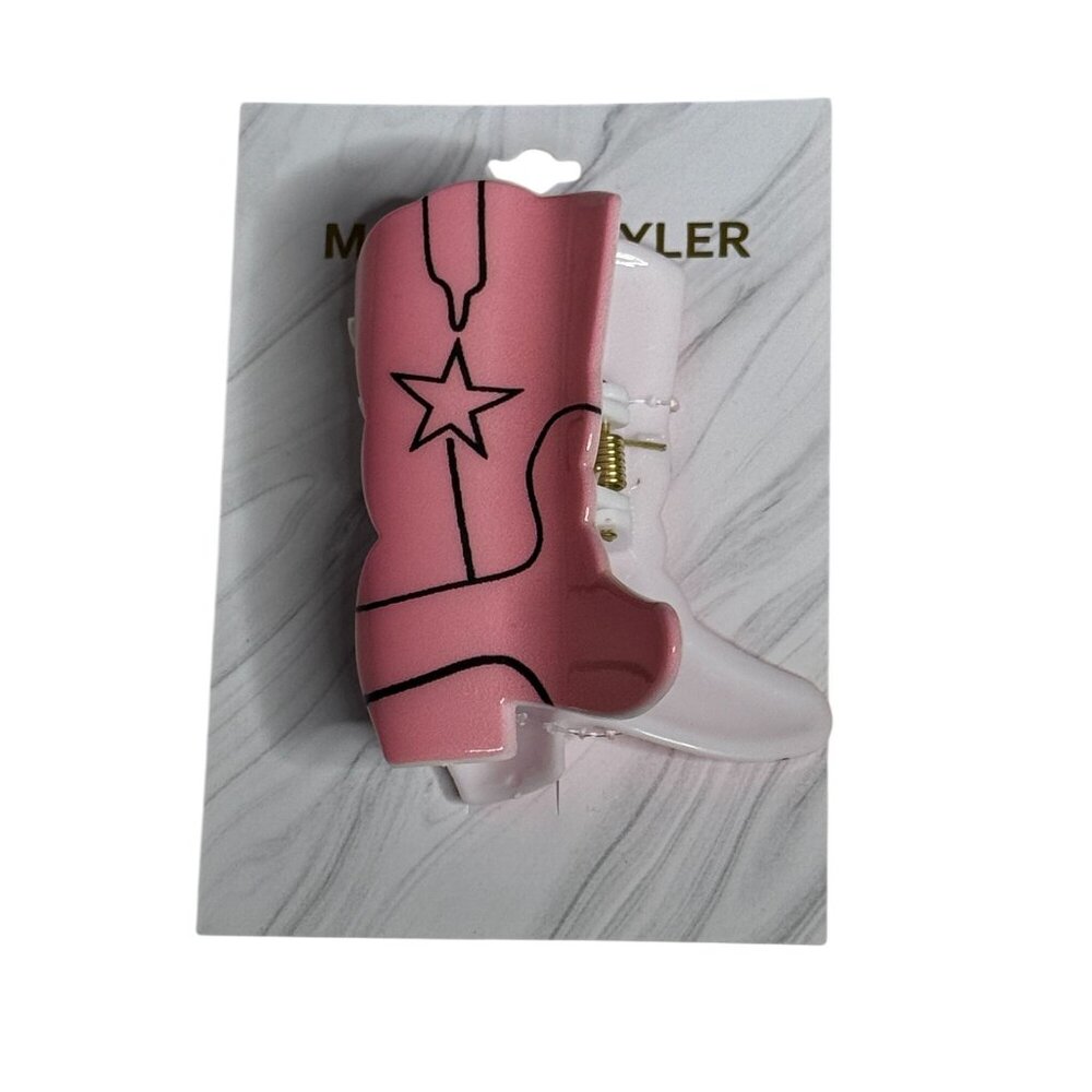 Madison Tyler Pink Cowboy Boot Hair Claw Clip Western Novelty